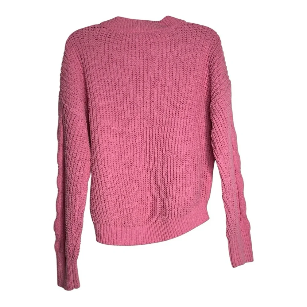 No Boundaries Petal Pink V-Neck Cable-Knit Sweater size 15/17 Junior cropped NEW